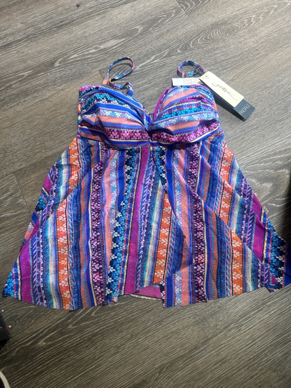 Profile by Gottex Soft Padded Cups Tankini Top Swimsuit Separates sz 12 New